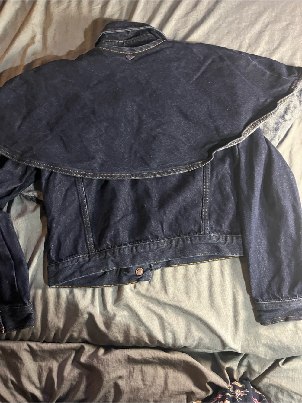 Pilcro Dark Blue Denim Cape-Yoke Jean Jacket - Picture 3 of 3